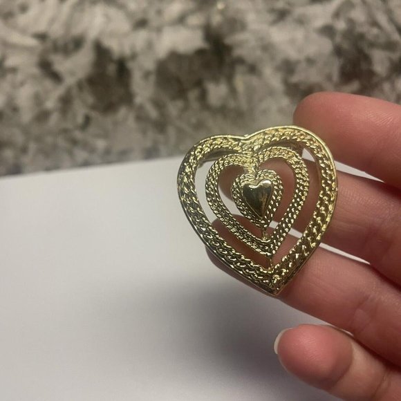 Vintage - Signed Gerry’s - Brooch Pin Gold Tone - Heart - Picture 5 of 10